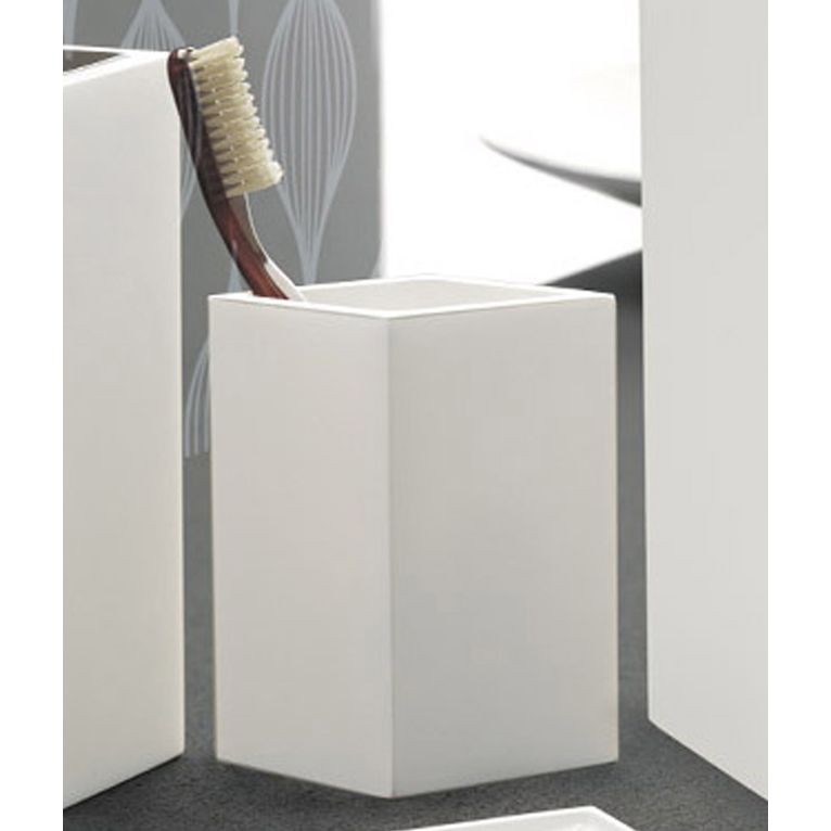 porta spazzolini quadrato da appoggio bianco serie teknika capannoli