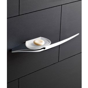 PORTA ASCIUGAMANI CON PORTASAPONE CROMO E VETRO SATINATO SERIE MU CAPANNOLI