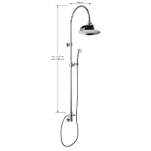 KIT COLONNA DOCCIA STILE ANTICO CON DEVIATORE,SOFFIONE ø 200 IN OTTONE,PRESA ACQUA,FLESSIBILE cm 150 E DOCCETTA OTTONE. FINITURA CROMATA - 13061 B