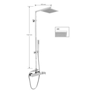 KIT COLONNA DOCCIA QUADRATA CON DEVIATORE,SOFFIONE QUADRATO ABS mm 200x200,MISCELATORE QUADRATO,FLESSIBILE cm 150 E DOCCETTA QUADRATA IN ABS. FINITURA CROMATA - 13098/20