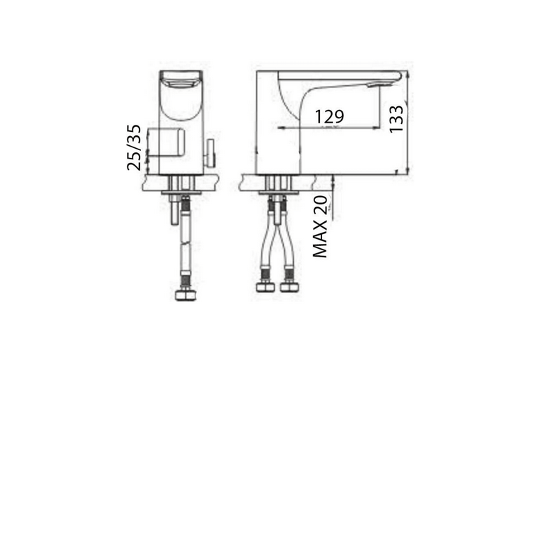 miscelatore lavabo con fotocellula  funzionamento sia cc che a batteria serie mc