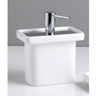 DOSASAPONE DA APPOGGIO ACCIAIO SATINATO CROMO E CERAMICA BIANCO SERIE CUT CAPANNOLI