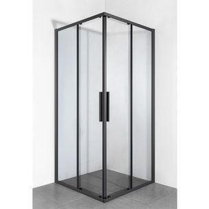 BOX DOCCIA ANGOLARE PORTA SCORREVOLE 95X110 CM TRASPARENTE SERIE DARK