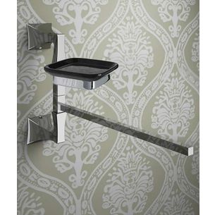 PORTA ASCIUGAMANI CON PORTASAPONE CROMO E CERAMICA NERO SERIE GOTICA CAPANNOLI