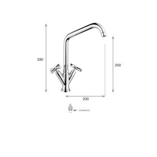MISCELATORE MONOCOMANDO CUCINA CANNA ALTA SIRIO SI70 CAS