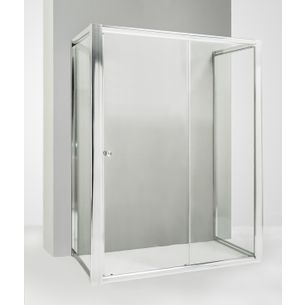 BOX DOCCIA 3 LATI CON 2 ANTE FISSE E PORTA SCORREVOLE 65X125X65 CM TRASPARENTE 