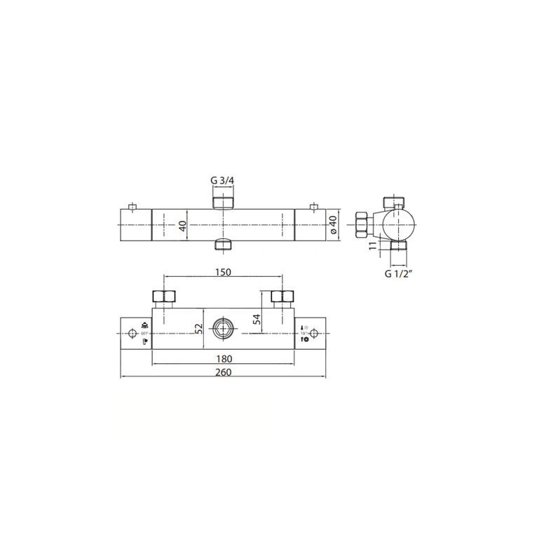 miscelatore tm3c in ottone  termostatico doccia esterno serie sphera