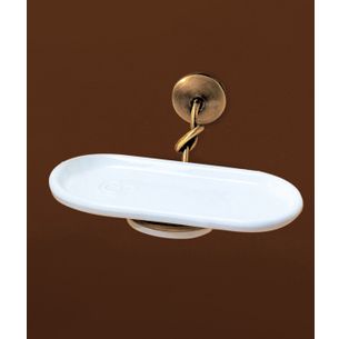 PORTASAPONE DOPPIO BRONZO E CERAMICA BIANCO SERIE RETRO' CAPANNOLI 