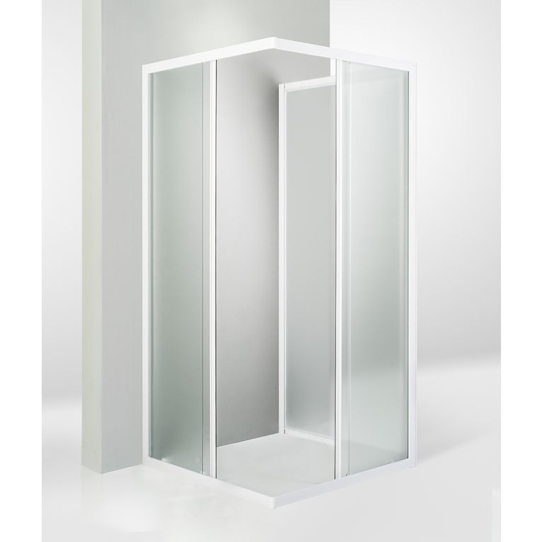 box doccia 3 lati porta scorrevole 70x70x70 cm opaco bianco