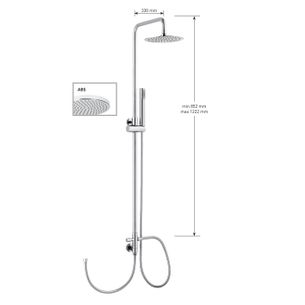 KIT COLONNA DOCCIA  CILINDRICA CON DEVIATORE E SOFFIONE ABS DIAMETRO mm 200,FLESSIBILE cm 60,PRESA ACQUA,FLESSIBILE cm 150 E DOCCETTA CILINDRICA. FINITURA CROMATA - 13075 A/20