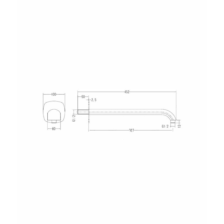 braccio doccia bd6054 in ottone serie sphera