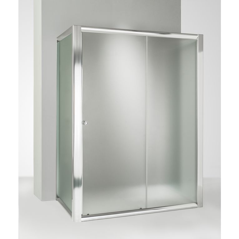 box doccia 3 lati con 2 ante fisse e porta scorrevole 100x125x100 cm opaco