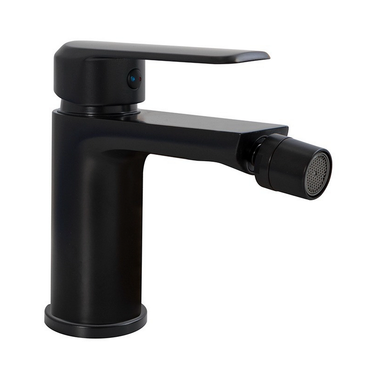 miscelatore bidet nero opaco con piletta pop up 1" 1/4 e flessibili serie hh
