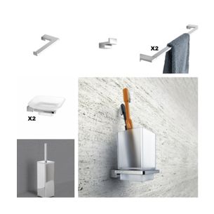 SET COMPLETO SWING 2 PORTASAPONE PORTA SPAZZOLINI PORTAROTOLO APPENDIABITO 2 PORTA ASCIUGAMANI E SCOPINO CAPANNOLI