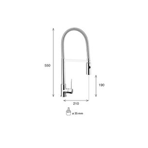 MISCELATORE MONOCOMANDO CUCINA CANNA ALTA A MOLLA SATURNO SA70 MDA