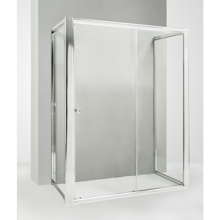box doccia 75x115x75 cm 3 lati con 2 ante fisse e porta scorrevole trasparente