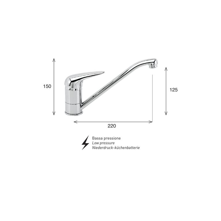 miscelatore monocomando cucina fusion fn70 cb bp - bassa pressione