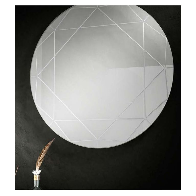 specchio con decori incisi rotondo 70 cm art 1055-b serie la progetto