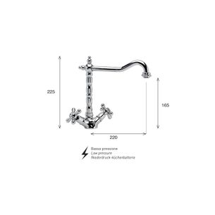 MISCELATORE MONOFORO CUCINA, BOCCA ANTICA KISS KS70 BA BP - BASSA PRESSIONE