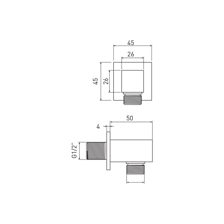 presa acqua quadrata in ottone - sh 98