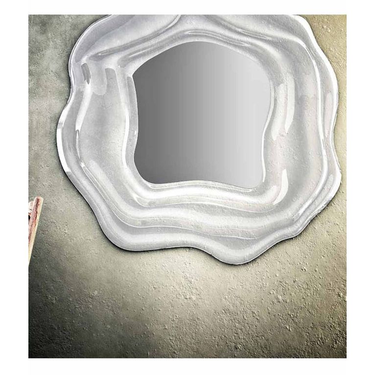   specchio con cornice in vetro fuso trasparente 110x110 cm art 1063a serie la progetto