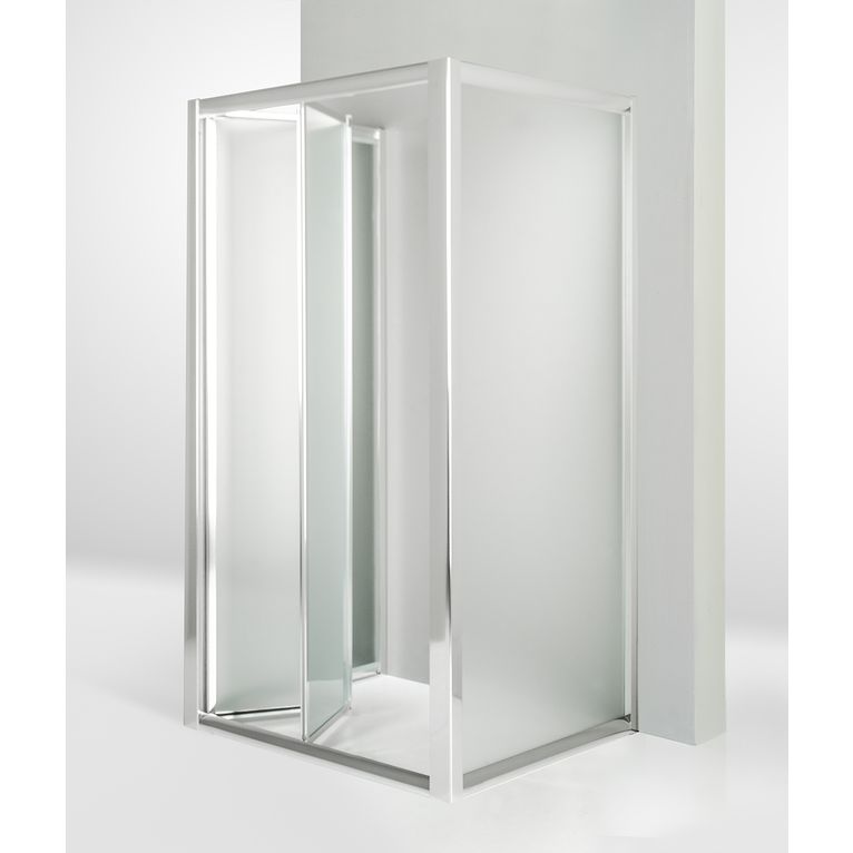 box doccia 85x80x85 cm 3 lati con 2 ante fisse e porta a soffietto opaco