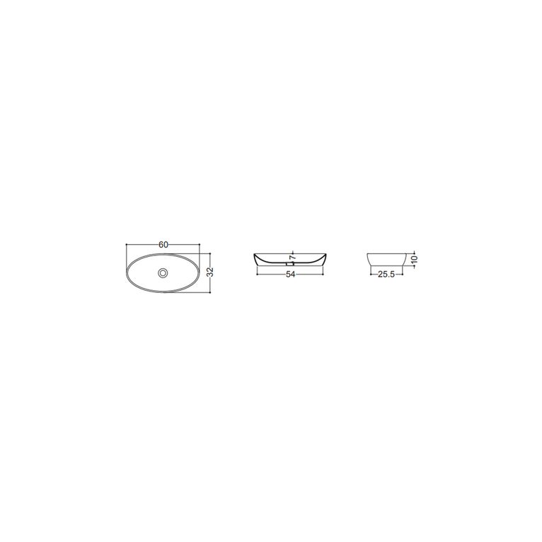 lavabo d'appoggio o sottopiano tondo senza piano rubinetteria 60x32 axa - h10