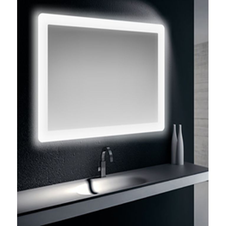 specchiera filo lucido 70x100 cm cornice satinata retroilluminata su tutto il perimetro