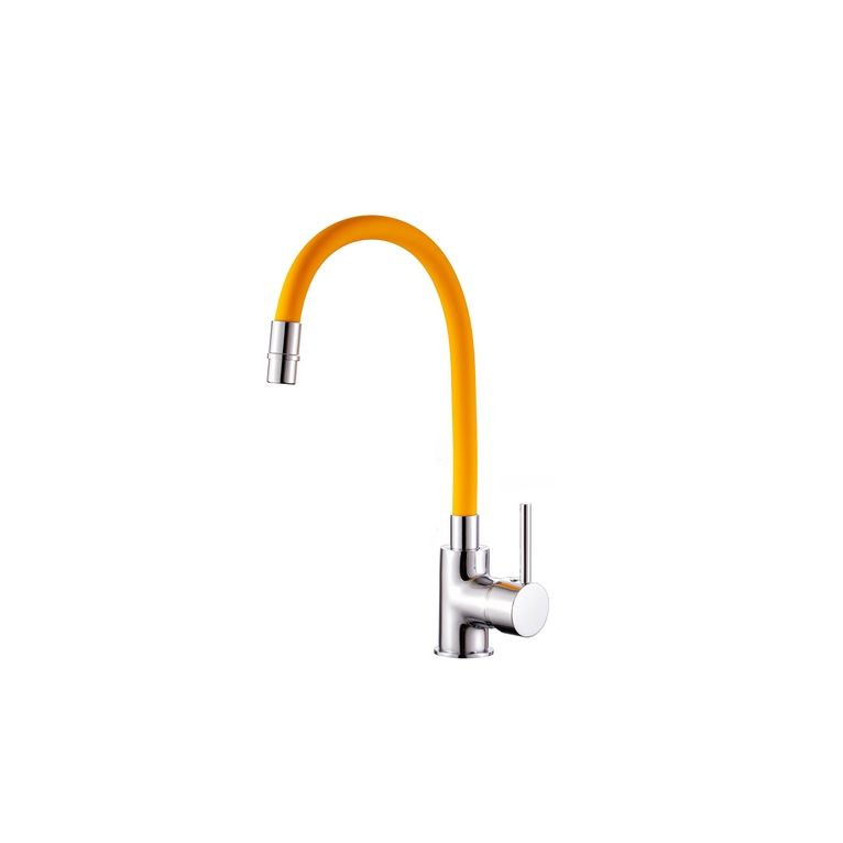 miscelatore cucina canna flessibile e girevole colore giallo completo di flessibili serie mc