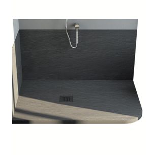 PIATTO DOCCIA ASIMMETRICO TEXTURIZZATO EFFETTO ARDESIA IN MARMO-RESINA 80X110 CM  - ROCKY CLASSIC EASY