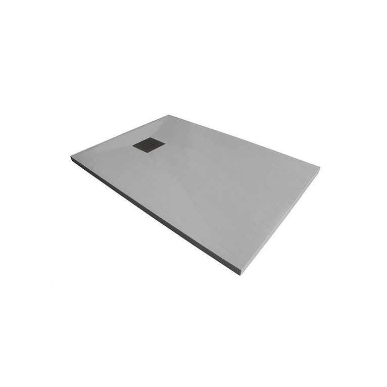 piatto doccia 70x115 cm altezza 3 cm in resina ultrasottile senza bordo colore grigio/grey serie wall