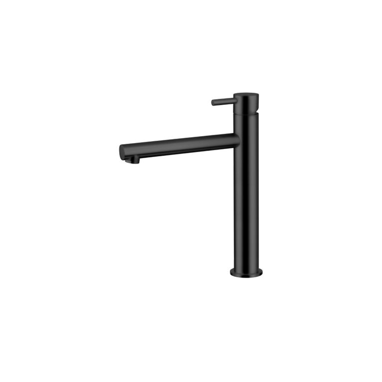 miscelatore monocomando lavabo alto con scarico click-clack nero opaco minimal mn21