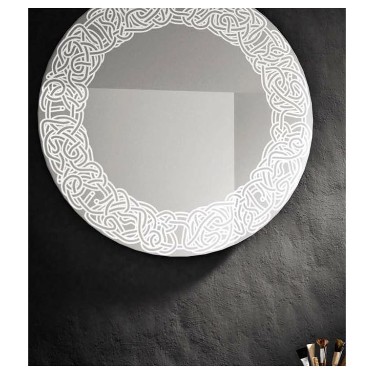 specchio con decori satinati rotondo  70 cm art 1017-a serie la progetto