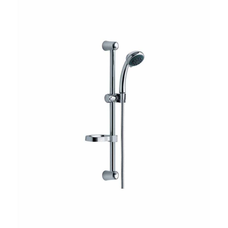 saliscendi rillo sl5r422t5cr in ottone completo di doccia iris3,portasapone e flessibile serie sphera
