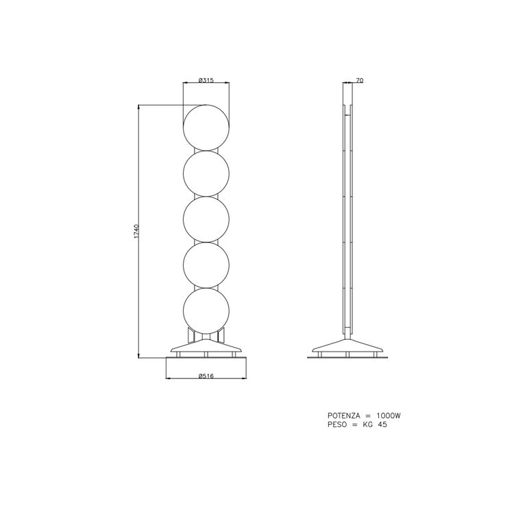 termoarredo elettrico 1000w hom - connubio crystal