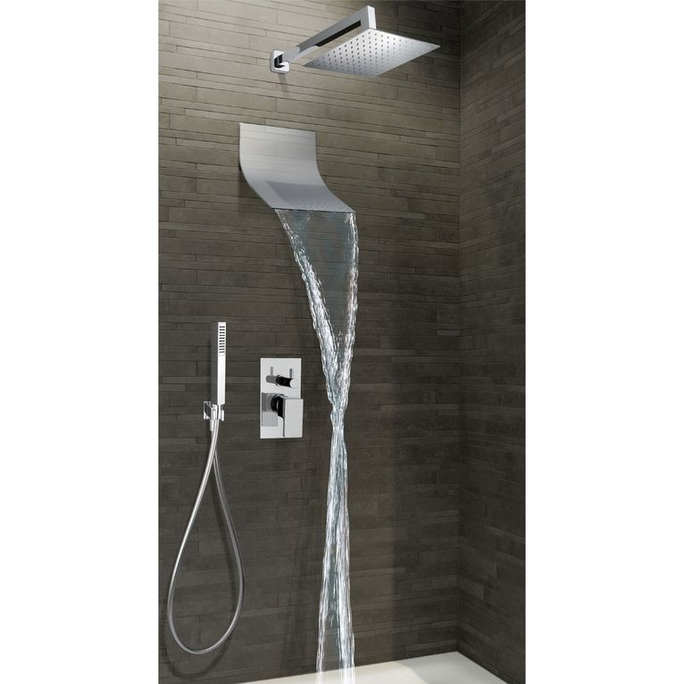 pacchetto doccia completo con soffione doccia,soffione a cascata,mix incasso e kit doccia con supporto - serie 500  emotions
