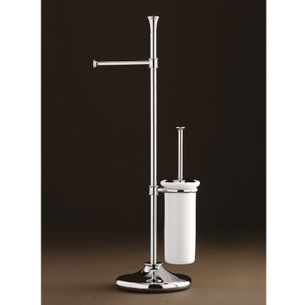 PIANTANA PORTAROTOLO CON SCOPINO CROMO E CERAMICA BIANCO SERIE AREA CAPANNOLI
