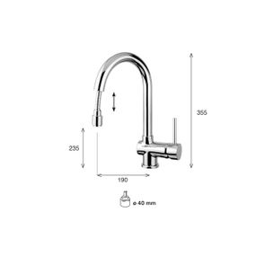 MISCELATORE MONOCOMANDO CUCINA CON DOCCIA ESTRAIBILE SATURNO SA70 AE