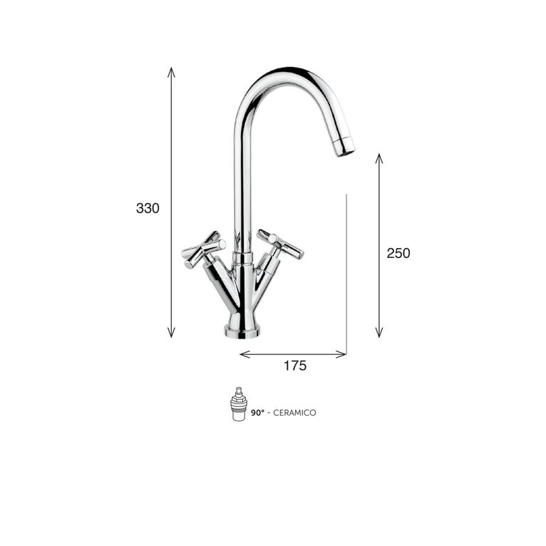 miscelatore monocomando cucina canna alta sirio si70 cao