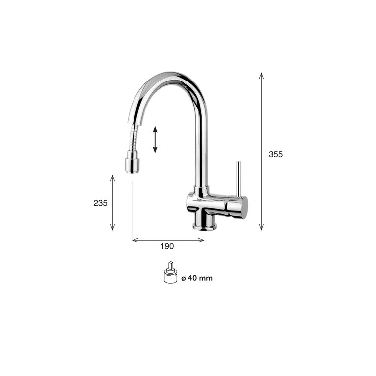 miscelatore monocomando cucina con doccia estraibile saturno sa70 ae