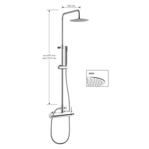 KIT COLONNA DOCCIA CILINDRICA CON DEVIATORE,SOFFIONE INOX DIAMETRO mm 200,MISCELATORE CILINDRICO,FLESSIBILE cm 150 E DOCCETTA CILINDRICA IN ABS. FINITURA CROMATA - 13079/20