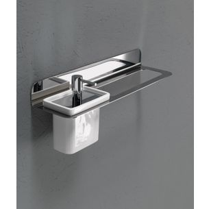 PORTA ASCIUGAMANI CON DOSASAPONE ACCIAIO SATINATO CROMO E CERAMICA BIANCO SERIE CUT CAPANNOLI