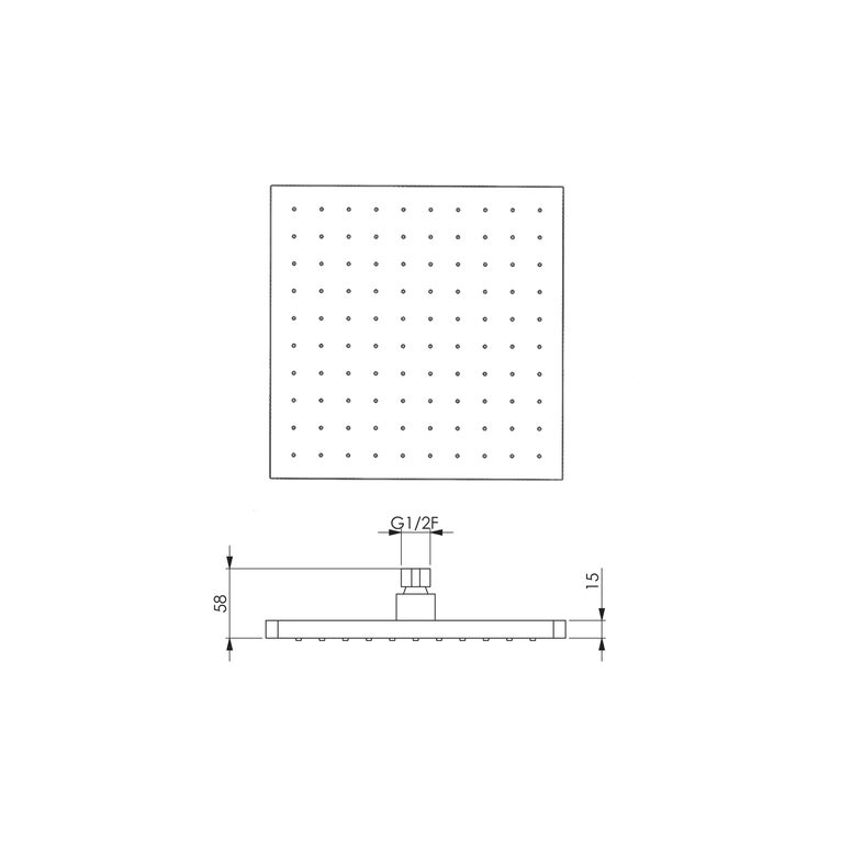 soffioni doccia quadro con braccio da 350 mm quadrato. graphite quadrato - abs cromato 19025
