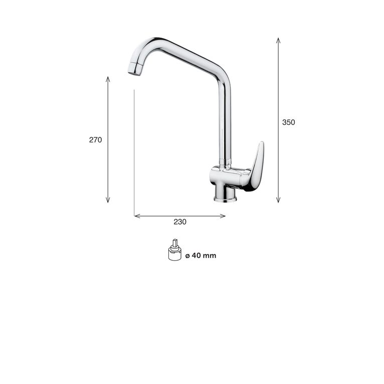 miscelatore monocomando cucina canna alta curva fusion fn70 cas