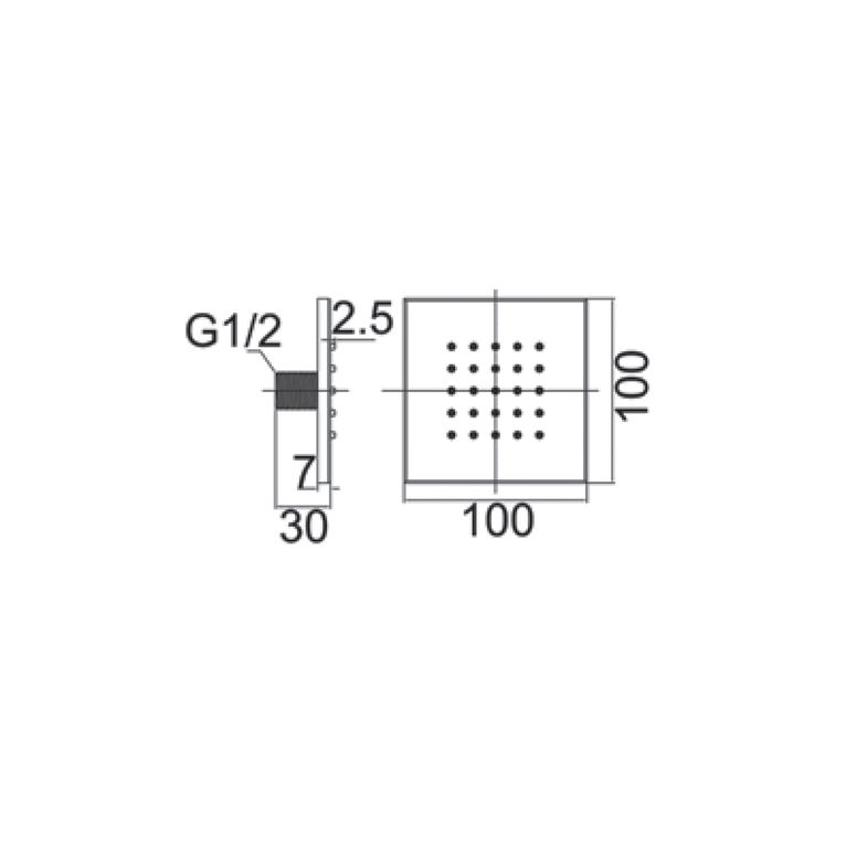 soffione doccia in ottone cromato attacco 1/2 m quadrato. alisso - ottone cromato 6451