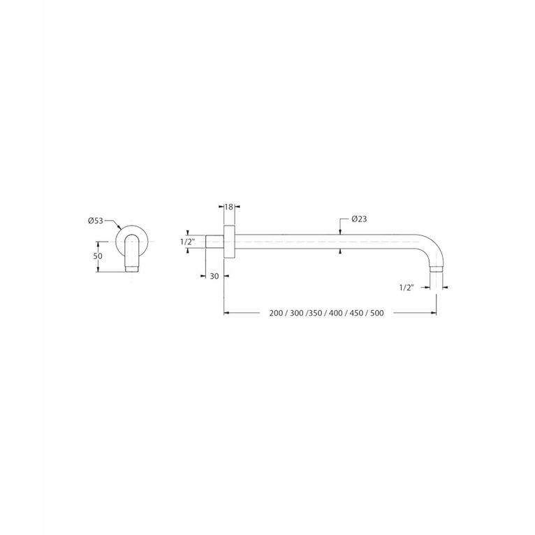 braccio doccia cm20 bd6045 in ottone serie sphera