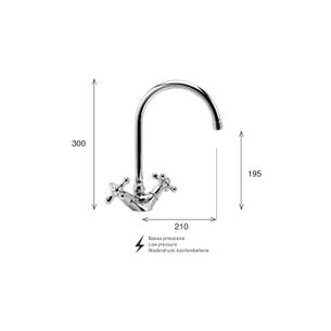 MISCELATORE MONOFORO CUCINA, CANNA ALTA KISS KS70 CAO BP - BASSA PRESSIONE