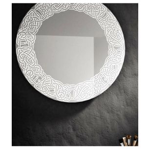 SPECCHIO CON DECORI SATINATI ROTONDO  70 CM ART 1017-A SERIE LA PROGETTO