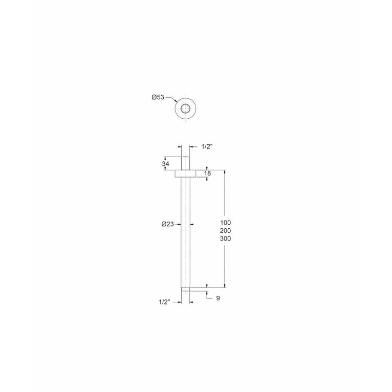 braccio doccia a soffitto cm20 bd6047 in ottone serie sphera