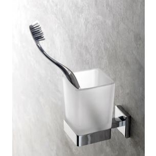 PORTA SPAZZOLINI CROMO E VETRO SATINATO SERIE NOOK CAPANNOLI